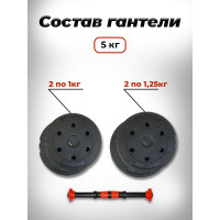 Пластиковая разборная гантель BARFITS 5кг 1181160706