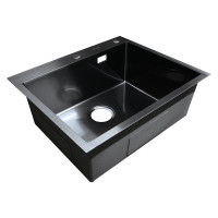 Нержавеющая врезная мойка SANTREK 600x500x220 т 3,0 ЧЕРНАЯ D6050HB (+ сифон + дозатор + коландер 440x220) AQUA 312394