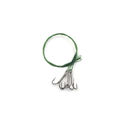 Namazu Поводок стальной leader 1x7 nylon coated green, d-0,33 мм, l-30 см, с тройным крючком 35647 r N-LS33-30TR4L