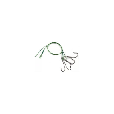 Namazu Поводок стальной leader 1x7 nylon coated green, d-0,33 мм, l-20 см, с двойным крючком 7826 do N-LS33-20D1L