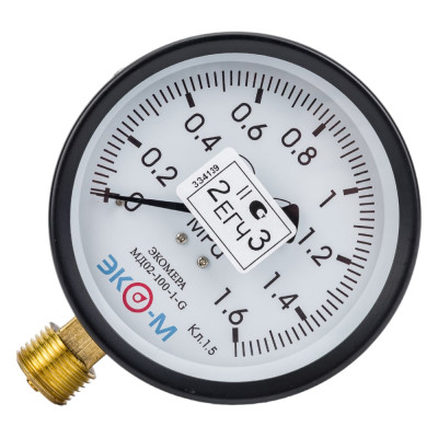 ЭКО-М Манометр Экомера МД02-100мм 0..1,6 МПа G1\2 (Эконом) МД02-100-G-1,6МПа-ЭИ