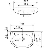 Умывальник Santek "Бриз-40" л/отв 00028590 1WH110442