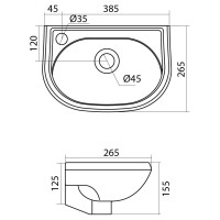 Умывальник Santek "Бриз-40" л/отв 00028590 1WH110442