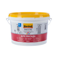 Латексная краска для наружных работ MARSHALL MAESTRO ДЛЯ ФАСАДА, матовая, база BW 2,5 л 5251963