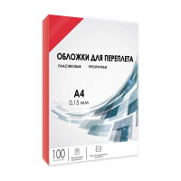 Прозрачные обложки ГЕЛЕОС пластик А4 0.15 мм красные 100 шт PCA4-150R
