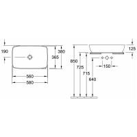 Раковина Villeroy & Boch Artis 580x380x125, альпийский белый 41725801