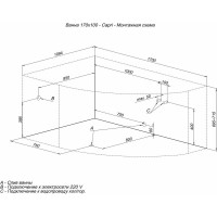 Акриловая ванна на каркасе Aquanet Capri 170х110 L 00205345