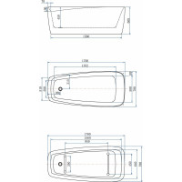 Ванна Aquanet 1700x780 мм, акрил, слив-перелив, белый матовый/черный матовый Black matte 00293087