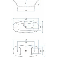 Ванна Aquanet 1700x780 мм, акриловая, слив-перелив, белый/черный матовый Black matte 00293083