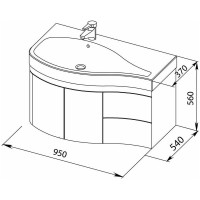 Раковина-столешница Aquanet Сопрано 95 левая 00169395