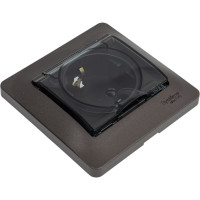 Розетка Systeme Electric Glossa Графит с/з со шторками с крышкой IP44 в сборе GSL001348
