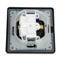 Розетка Systeme Electric Glossa Графит с/з со шторками с крышкой IP44 в сборе GSL001348