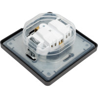 Розетка Systeme Electric Glossa Графит с/з со шторками с крышкой IP44 в сборе GSL001348