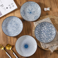 Тарелка ZDK Kitchen, Japanese Collection, цвет голубой, 17,5 см листочки 371596