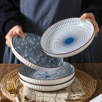 Тарелка Kitchen, Japanese Collection, цвет голубой, D17,5см (полоски) ZDK 371595