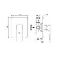 Смеситель для душа ALLEN BRAU Infinity X1 5.21015-00 с внутренней частью 00265463