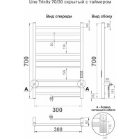 Полотенцесушитель INDIGO Line Trinity (electro) 70/30 LСLTE70-30Rt
