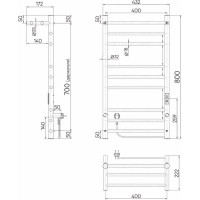 Полотенцесушитель INDIGO Line Trinity с полкой (electro) 80/40 LСLTE80-40PRt
