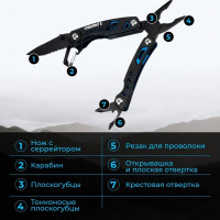 Мультитул-плоскогубцы Следопыт STALKER, 78x36x20 мм, 7 предметов, в чехле PF-MT-25