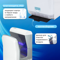 Сушилка для рук SONNEN Hd-m6667, 2000 Вт, Уф, погружного типа, время сушки 10 секунд, пластик 607222