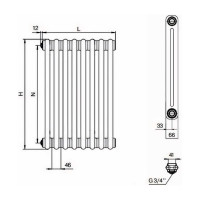 Трубчатый радиатор RIFAR TUBOG 2180 10 секц. бок. TUB 2180-10