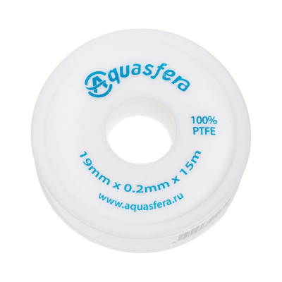 Лента Aquasfera ФУМ катушка 19мм х 0,2мм х 15м PTFE вода 6020 6020-04 008-0548