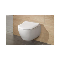 Подвесной безободковый унитаз Villeroy & Boch Subway 2.0 с крышкой-сиденьем Slimseat 5614R2R1