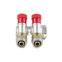 Коллектор Aquasfera латунь, обжимной клапан регулируемый, красный, 3/4", 3 выхода, Дн 16, 35 мм 7018-02 027-9012