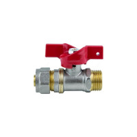 Шаровой кран Aquasfera латанунь, никель, обжимной, бабочка, Euro Дн20х1/2 Ру16 р 1017-02 027-8783