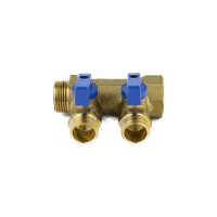 Коллектор Aquasfera латунь, шаровой кран, синий, 3/4", 3 выхода, 1/2", 35 мм 9025-02 027-8991