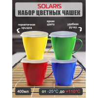 Набор посуды SOLARIS 4 чашки 0,36л с крышками S1404