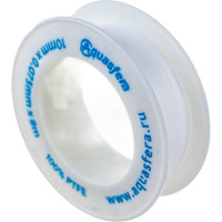Лента Aquasfera ФУМ катушка 10мм х 0,075мм х 8м PTFE вода 6020 6020-01 008-0543