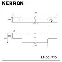 Ручка торцевая Kerron, 700 мм (фасад 18 мм), матовый черный RT-001-700 BL