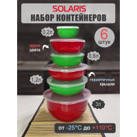 Набор из 6 мисок-контейнеров SOLARIS Рождество, с герметичными крышками S1614