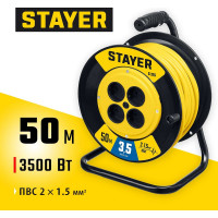 Силовой удлинитель на катушке STAYER S 225 ПВС 2x1.5 50м 3500Вт 55072-50