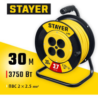 Силовой удлинитель на катушке STAYER S 225 ПВС 2x2.5 30м 3750Вт 55070-30