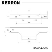 Ручка торцевая Kerron, 600 мм (фасад 18 мм), хром RT-004-600