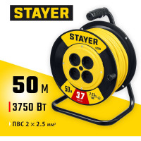 Силовой удлинитель на катушке STAYER S 225 ПВС 2x2.5 50м 3750Вт 55070-50