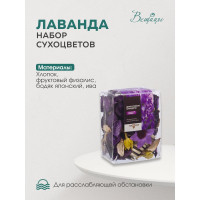 Набор сухоцветов из натуральных материалов Вещицы с ароматом лаванды, Д95 Ш60 В120, короб YW-SUH44