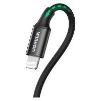 Кабель Ugreen USB C - Lightning, никелированное покрытие из АБС-пластика, цвет черный, 1 м 60751