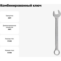 Комбинированный ключ Strong 6 мм стп-96700006