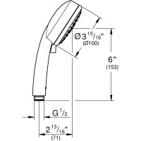 Ручной душ Grohe New Tempesta Cosmopolitan 100 IV, расход 9.5 л/мин, хром 27575002