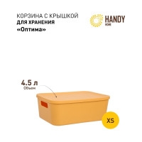 Корзина пластиковая для хранения Handy Home Оптима, Д265 Ш185 В100, желтый Fancy-hh102-XS
