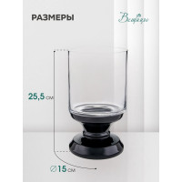 Декоративный подсвечник из цветного стекла Вещицы 150х150х255, бело-черный CSA-24