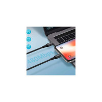 Кабель Ugreen USB C - Lightning, резиновое покрытие, цвет черный, 2 м 60752