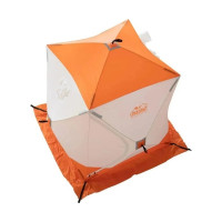 Зимняя четырехместная палатка Следопыт куб 2.1x2.1 м, oxford 210d pu 1000, белый/оранжевый PF-TW-06