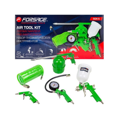 Forsage Краскораспылитель H-827-2V c верхним пластиковым бачком 600мл в комплекте с аксессуарами, набор 5 предметов F-SGK-5(58003)