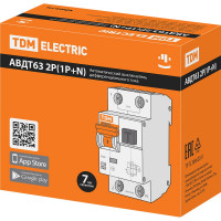 Автоматический выключатель дифференциального тока TDM ELECTRIC АВДТ 63 2P C32 100мА SQ0202-0007