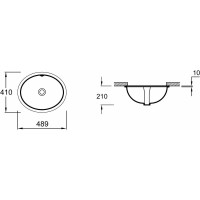 Раковина встраиваемая снизу JACOB DELAFON Caxton 49x41 см, белая, с отверстием перелива 00000092714 E2210-0