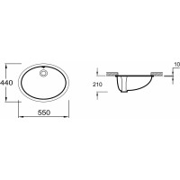 Раковина встраиваемая снизу JACOB DELAFON Caxton 55x44 см, белая, с отверстием перелива 00000092715 E2211-0